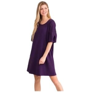 Agnes & Dora Purple Plum A Line Shift Dress Round Neck Half Sleeves Stretchy